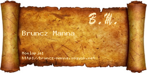 Bruncz Manna névjegykártya